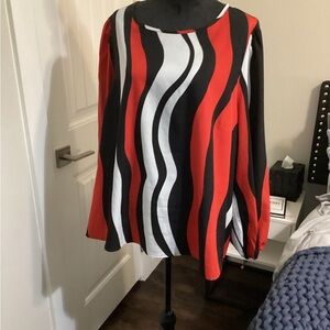 GUC - Womens Elegant Striped Print Long Sleeve Blouse - 4x!